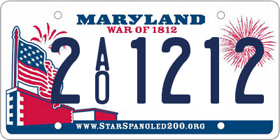 MD license plate 2AO1212