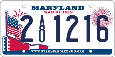 MD license plate 2AO1216