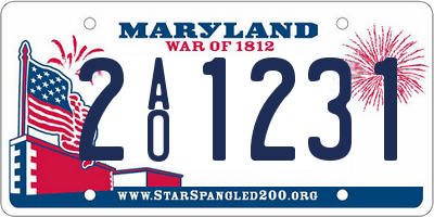 MD license plate 2AO1231