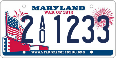 MD license plate 2AO1233
