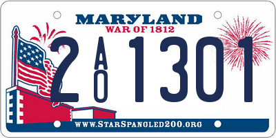 MD license plate 2AO1301
