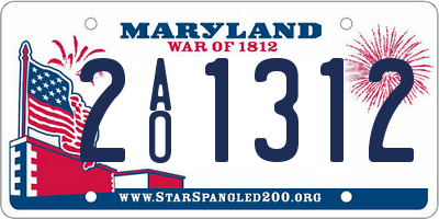 MD license plate 2AO1312