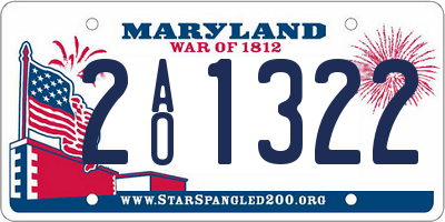 MD license plate 2AO1322
