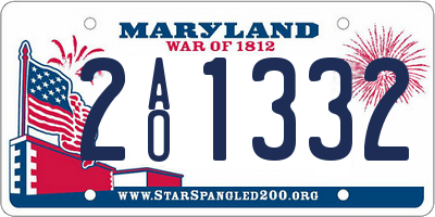 MD license plate 2AO1332
