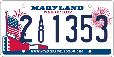 MD license plate 2AO1353