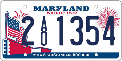 MD license plate 2AO1354