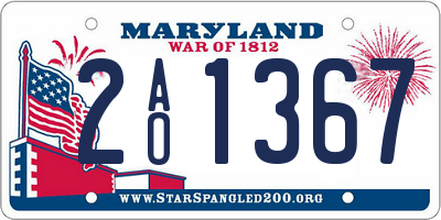 MD license plate 2AO1367