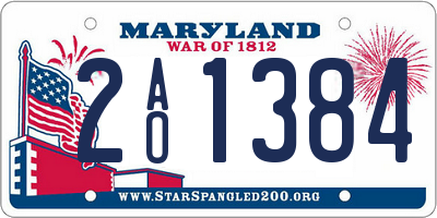 MD license plate 2AO1384