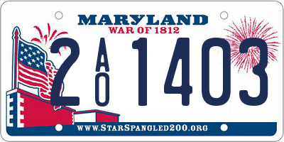 MD license plate 2AO1403