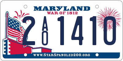 MD license plate 2AO1410
