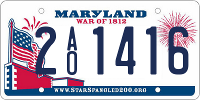MD license plate 2AO1416