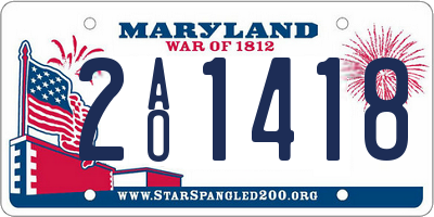 MD license plate 2AO1418