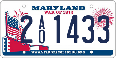 MD license plate 2AO1433