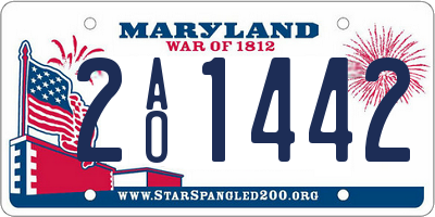 MD license plate 2AO1442