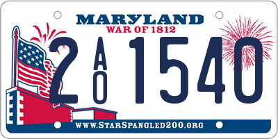 MD license plate 2AO1540
