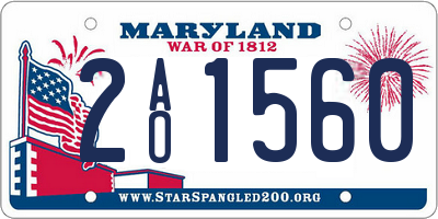 MD license plate 2AO1560