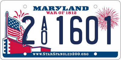 MD license plate 2AO1601
