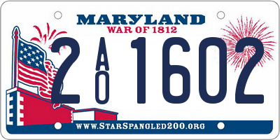 MD license plate 2AO1602