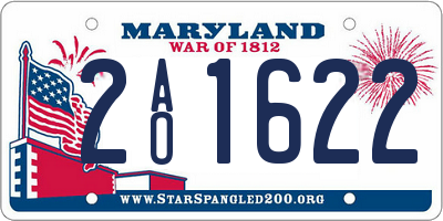MD license plate 2AO1622