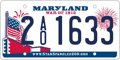MD license plate 2AO1633
