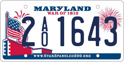 MD license plate 2AO1643