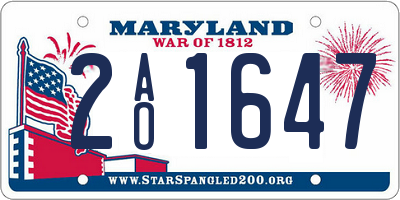 MD license plate 2AO1647