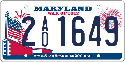 MD license plate 2AO1649