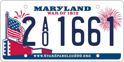 MD license plate 2AO1661