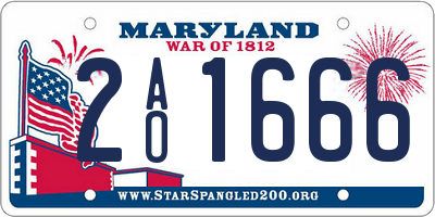 MD license plate 2AO1666