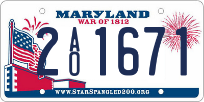 MD license plate 2AO1671