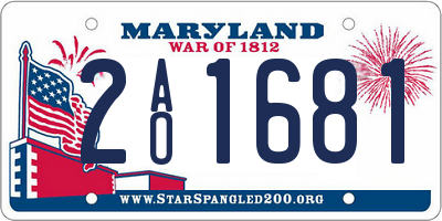 MD license plate 2AO1681
