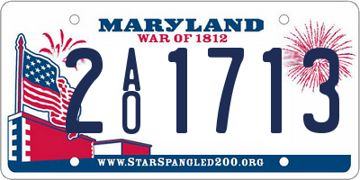 MD license plate 2AO1713