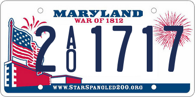 MD license plate 2AO1717