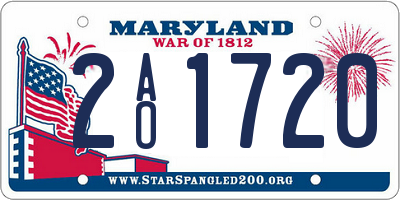 MD license plate 2AO1720