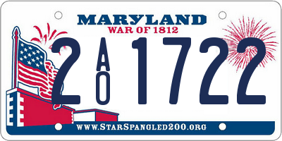 MD license plate 2AO1722