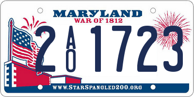 MD license plate 2AO1723