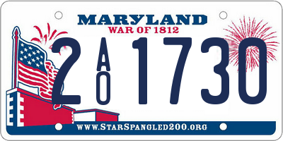 MD license plate 2AO1730