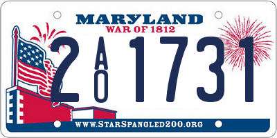 MD license plate 2AO1731