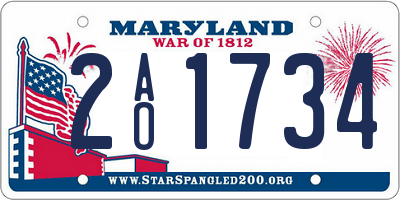 MD license plate 2AO1734