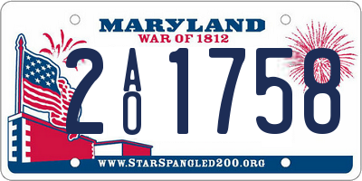MD license plate 2AO1758