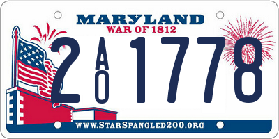 MD license plate 2AO1778