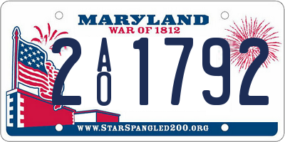 MD license plate 2AO1792