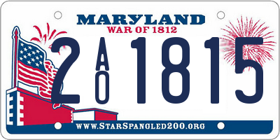 MD license plate 2AO1815