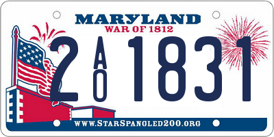 MD license plate 2AO1831