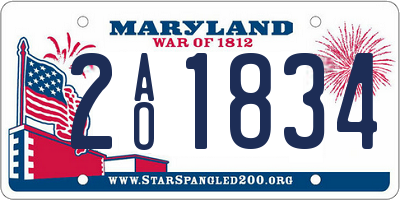 MD license plate 2AO1834