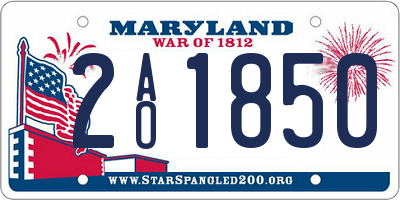 MD license plate 2AO1850