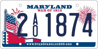 MD license plate 2AO1874
