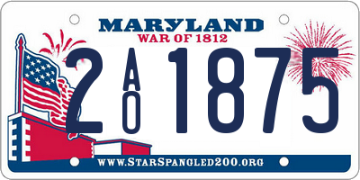 MD license plate 2AO1875