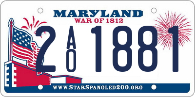 MD license plate 2AO1881