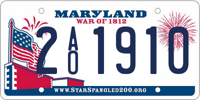 MD license plate 2AO1910